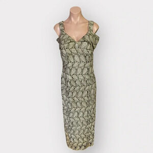 Vintage 90’s Poly Gold Lace Sequined Large Maxi Dress